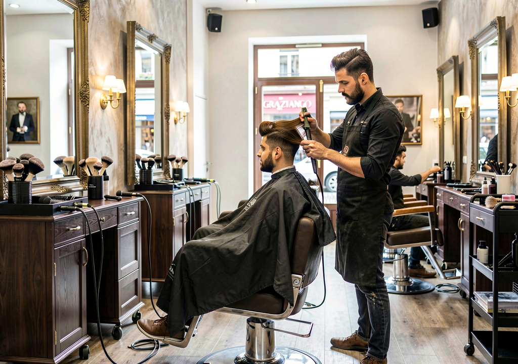Barbiere al lavoro